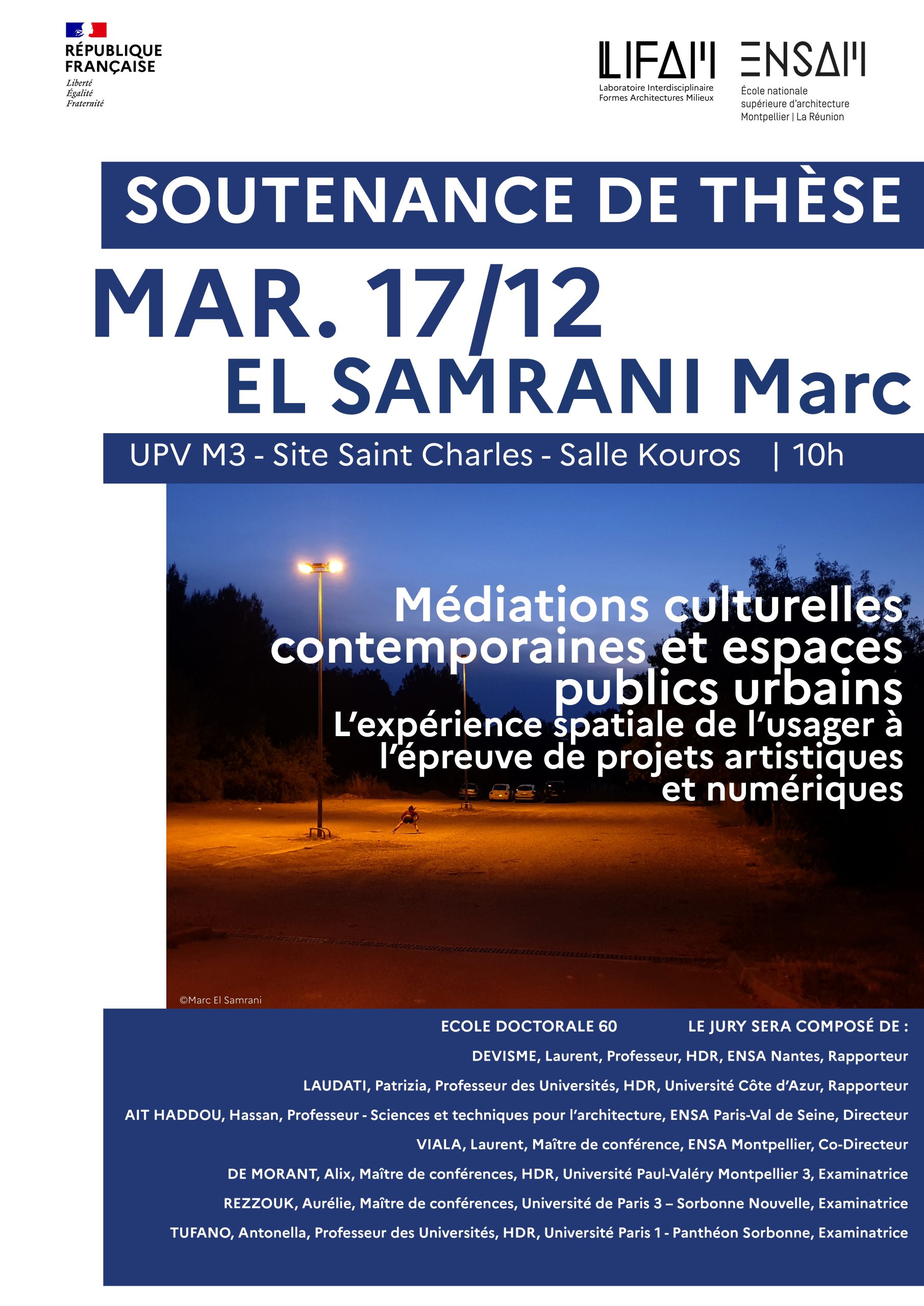 Marc EL SAMRANI, Médiations culturelles et espaces publics urbains I ensam